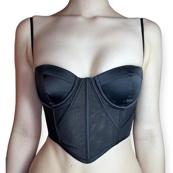 Oh Polly underwired black mesh corset bustier crop top🖤 - Picture 2 of 6